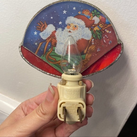 Holiday Xmas Christmas Santa Claus Stained Glass Night Light Nite Lite Decor - Picture 5 of 7